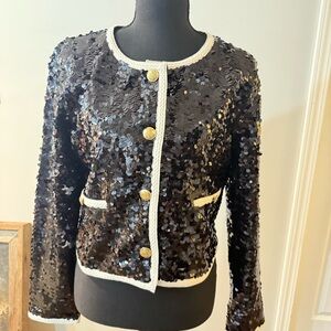 J. Crew Black Sequin Blazer with Gold Accents